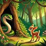 داستان کودکانه طولانی: ماجراجویی بچه آهو در جنگل و رویارویی با مار بزرگ