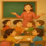 خانم معلم مهربان و کلاس پر از لبخند