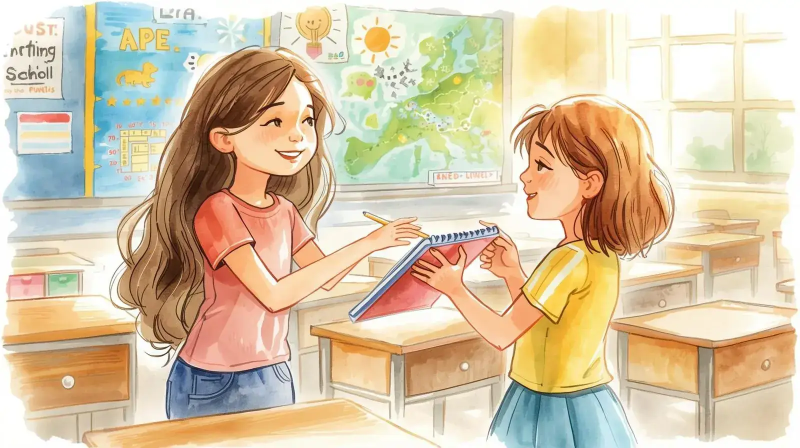 داستان داستان کودکانه رفتار درست با دوستان در مدرسه: ماجرای دفتر گمشده