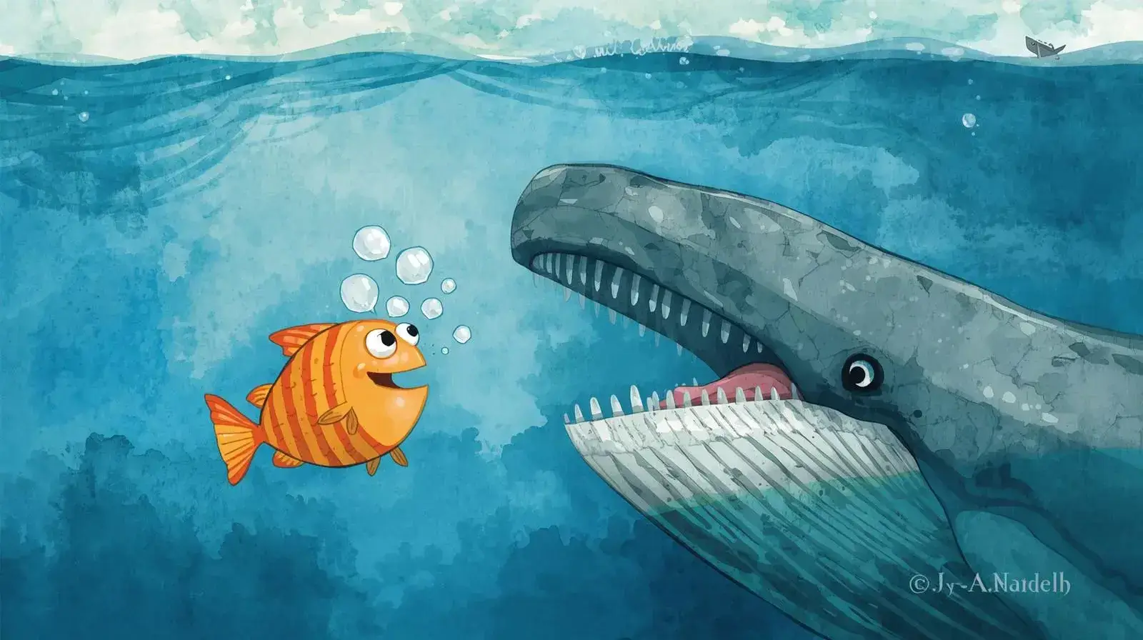 داستان ماهی کوچکی که می خواست مثل نهنگ باشد