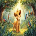 دوستی شیر کوچک و پرندگان جنگل