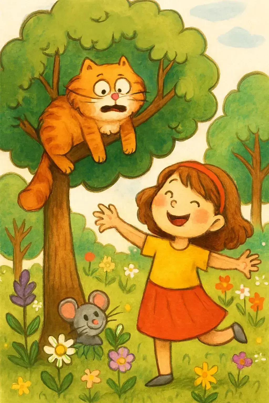 داستان ماجراهای خنده دار سارا، پیشی گربه ملوس و موش باهوش در حیاط خانه