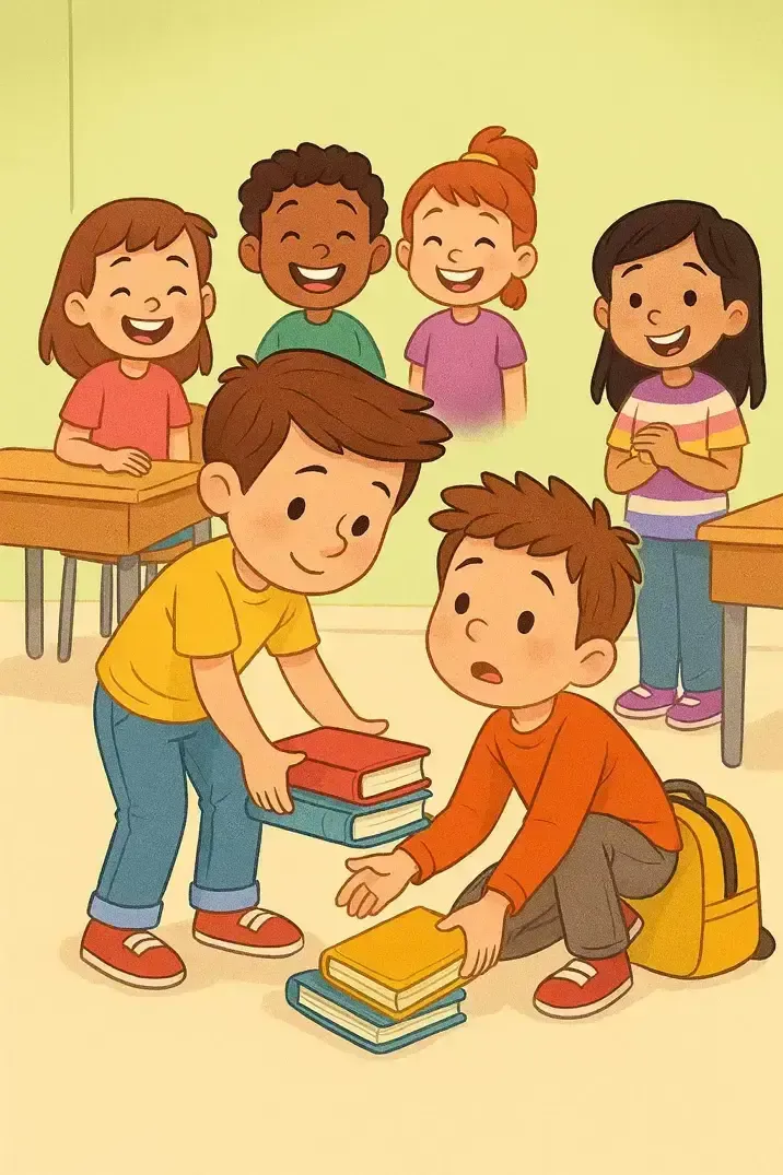 داستان داستان کودکانه درباره پیدا کردن دوست در مدرسه با مهربانی و کمک کردن