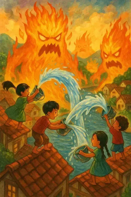 داستان غول های آتشین و نقشه مخفی بچه های روستا