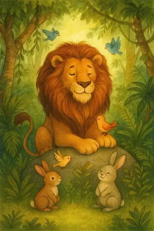 داستان شیر مغرور و درس دوستی حیوانات جنگل