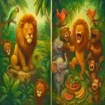 شیر مغرور و جشن بزرگی در جنگل