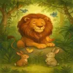 شیر مغرور و درس دوستی حیوانات جنگل