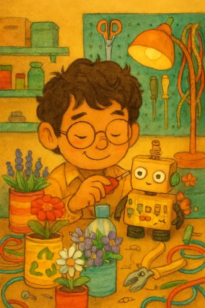 داستان داستان کودکانه پویان و ربات از زباله های الکترونیکی