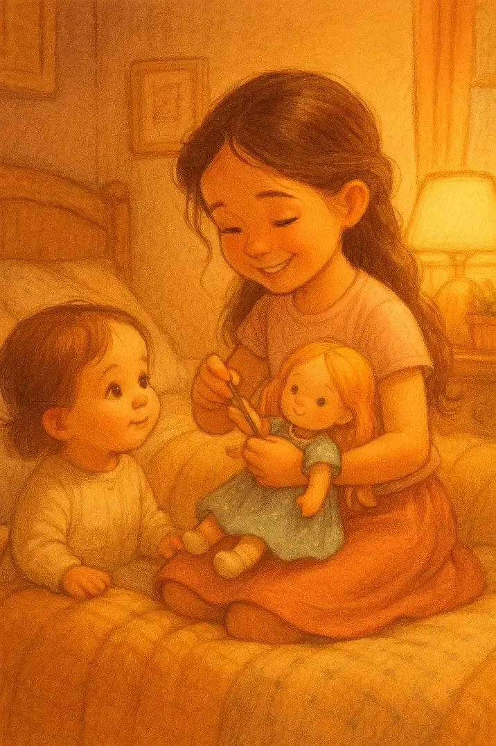 داستان داستان کودکانه درباره انجام وظایف: سارا و مراقبت از خواهر کوچکش