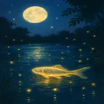 سفر آرام بخش ماهی کوچک در دریاچه شبانه