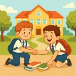 دوستی واقعی در حیاط مدرسه