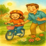 داستان کودکانه یادگیری دوچرخه سواری با کمک پدر