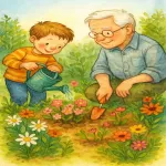 داستان کودکانه استفاده از تجربه پدربزرگ در باغ