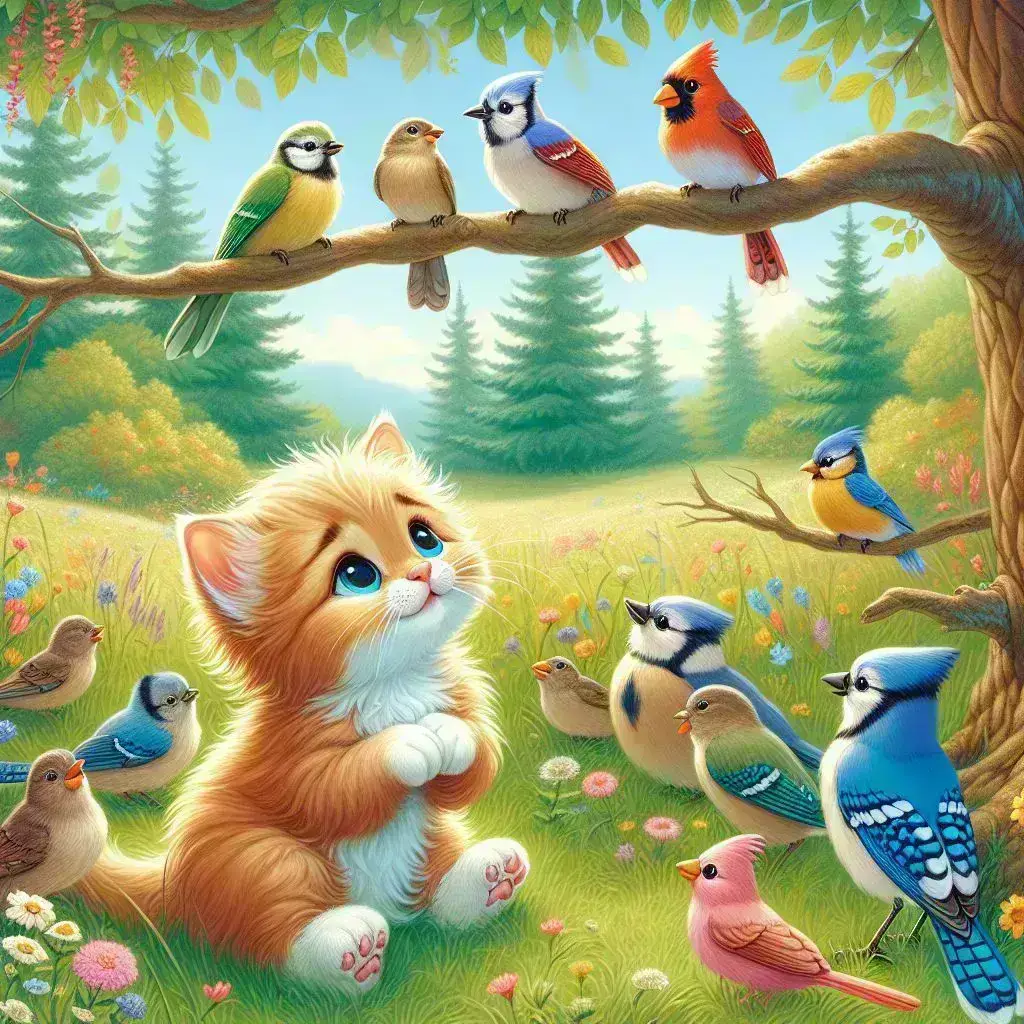 داستان ماجرای گربه کوچولو و دوستی با پرنده ها