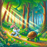 ماجرای خرگوش و لاک پشت در جنگل شاد