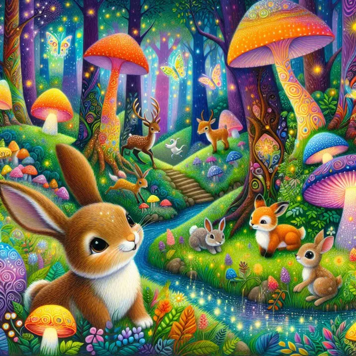 داستان مغامرات خرگوش کوچک در جنگل رنگین